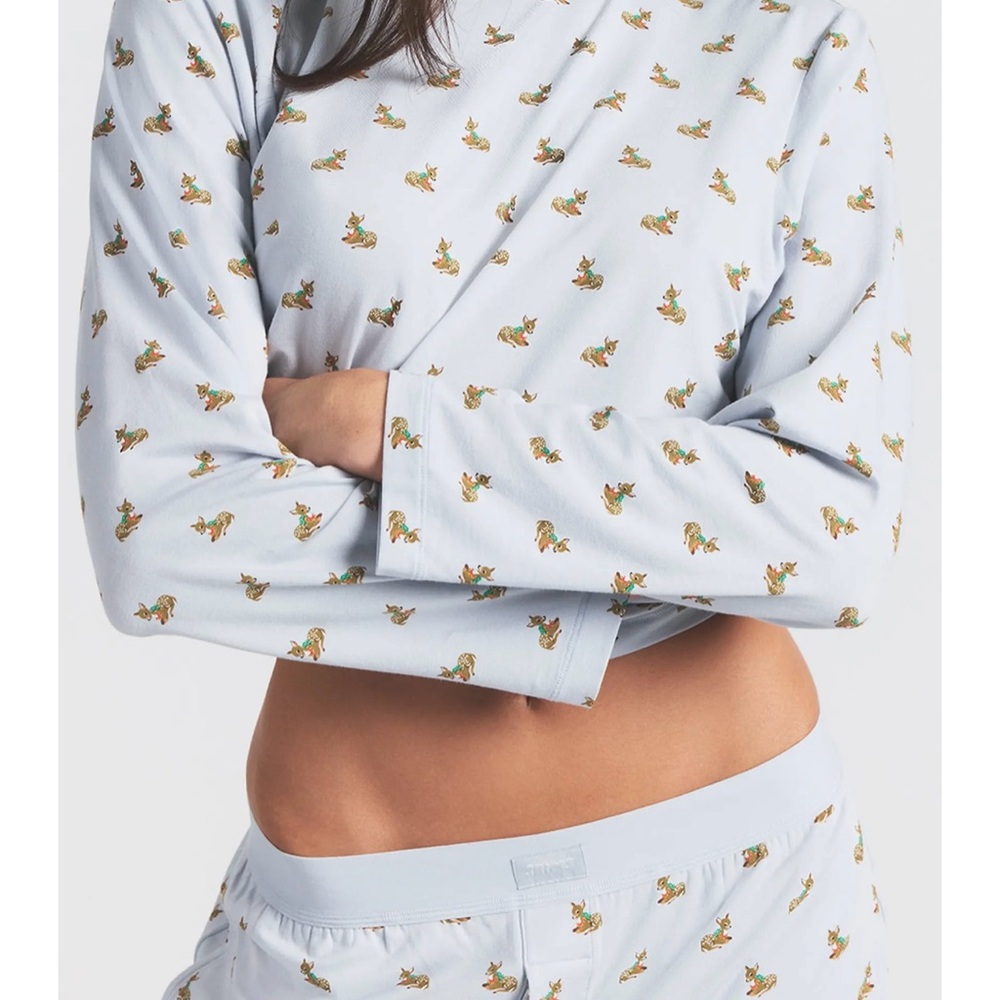 SKIMS Light Blue baby deer pajama set